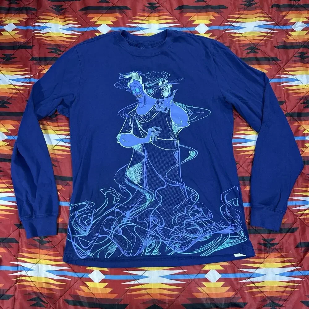 Disney Parks Hades Blue Long Sleeve T-Shirt Adult Small Hercules Disneyland 2024